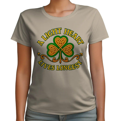 Irish T-Shirt - Clover Heart Gold Script Crew Tee Unisex - Celtic Wolfwear