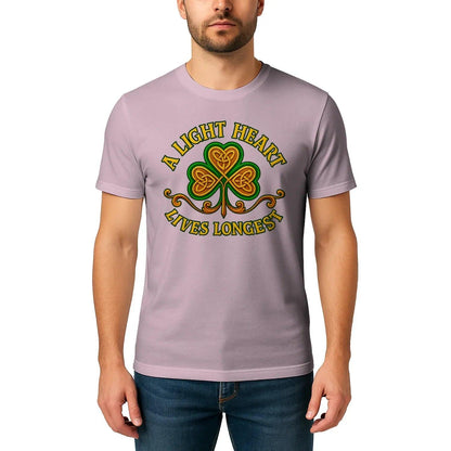 Irish T-Shirt - Clover Heart Gold Script Crew Tee Unisex - Celtic Wolfwear