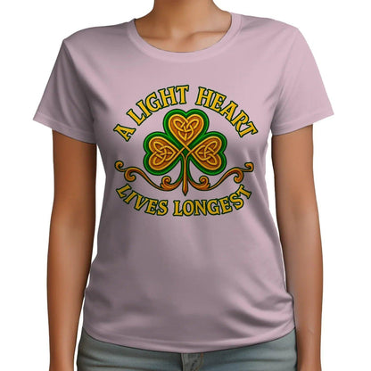 Irish T-Shirt - Clover Heart Gold Script Crew Tee Unisex - Celtic Wolfwear