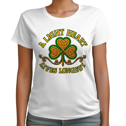 Irish T-Shirt - Clover Heart Gold Script Crew Tee Unisex - Celtic Wolfwear