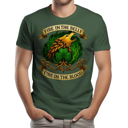 Irish T-Shirt - Fire in the Belly Éire Unisex Streetwear - Celtic Wolfwear
