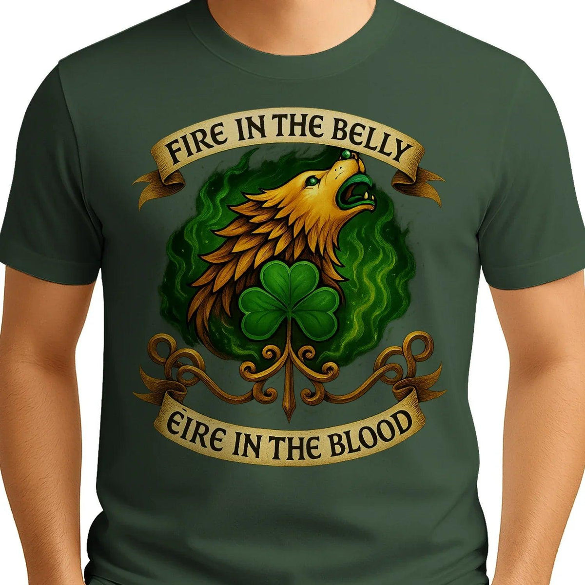 Irish T-Shirt - Fire in the Belly Éire Unisex Streetwear - Celtic Wolfwear