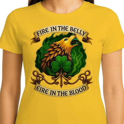 Irish T-Shirt - Fire in the Belly Éire Unisex Streetwear - Celtic Wolfwear