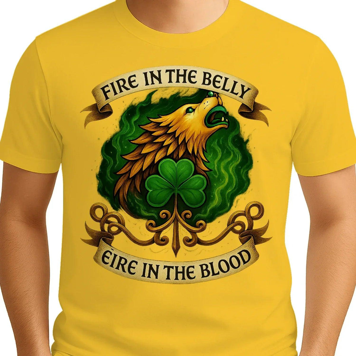 Irish T-Shirt - Fire in the Belly Éire Unisex Streetwear - Celtic Wolfwear
