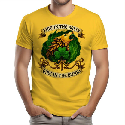 Irish T-Shirt - Fire in the Belly Éire Unisex Streetwear - Celtic Wolfwear
