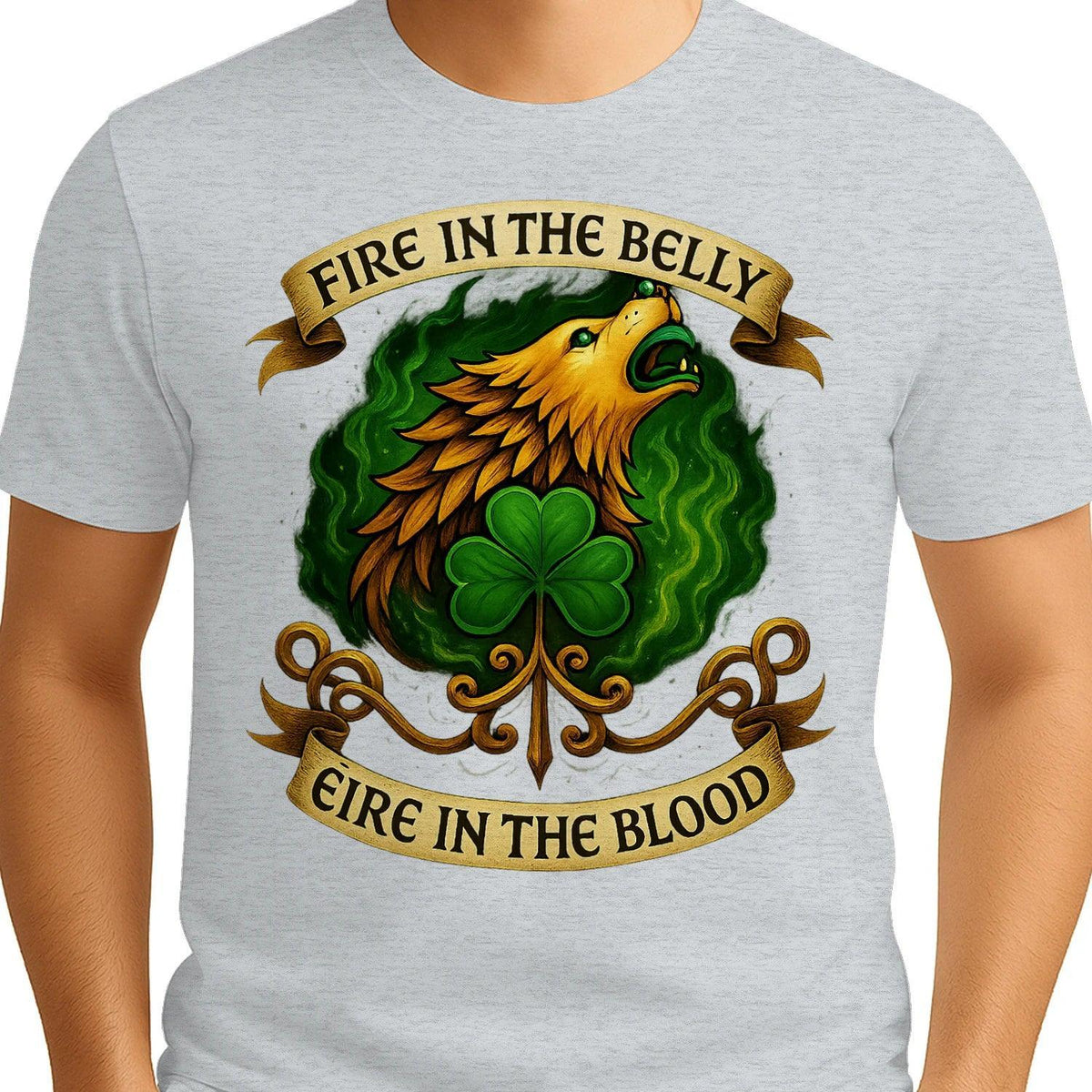 Irish T-Shirt - Fire in the Belly Éire Unisex Streetwear - Celtic Wolfwear