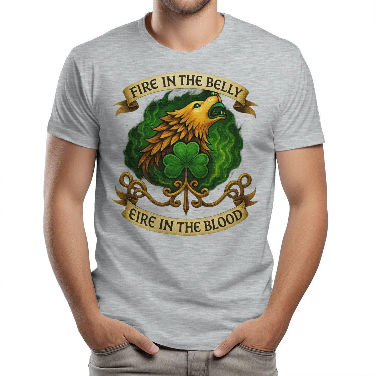 Irish T-Shirt - Fire in the Belly Éire Unisex Streetwear - Celtic Wolfwear