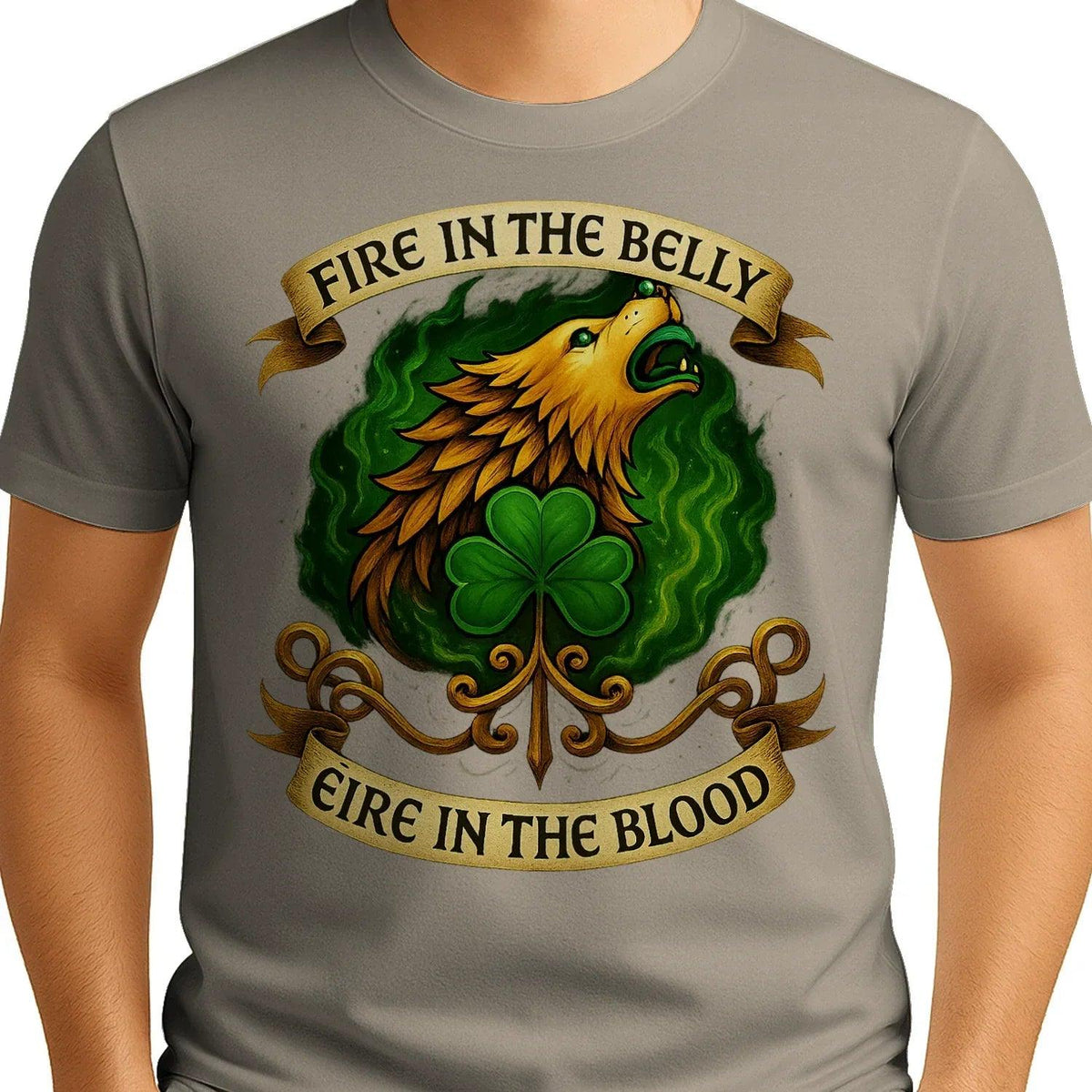 Irish T-Shirt - Fire in the Belly Éire Unisex Streetwear - Celtic Wolfwear
