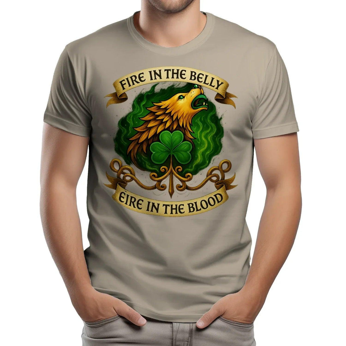 Irish T-Shirt - Fire in the Belly Éire Unisex Streetwear - Celtic Wolfwear