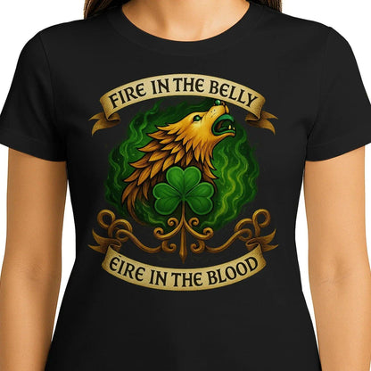 Irish T-Shirt - Fire in the Belly Éire Unisex Streetwear - Celtic Wolfwear