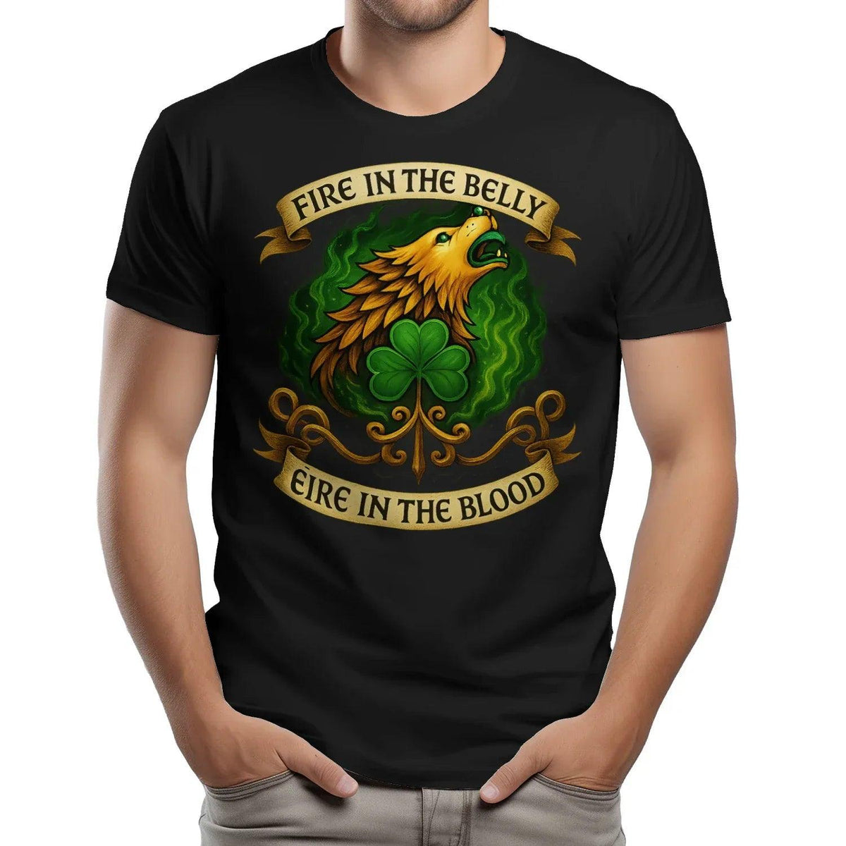 Irish T-Shirt - Fire in the Belly Éire Unisex Streetwear - Celtic Wolfwear