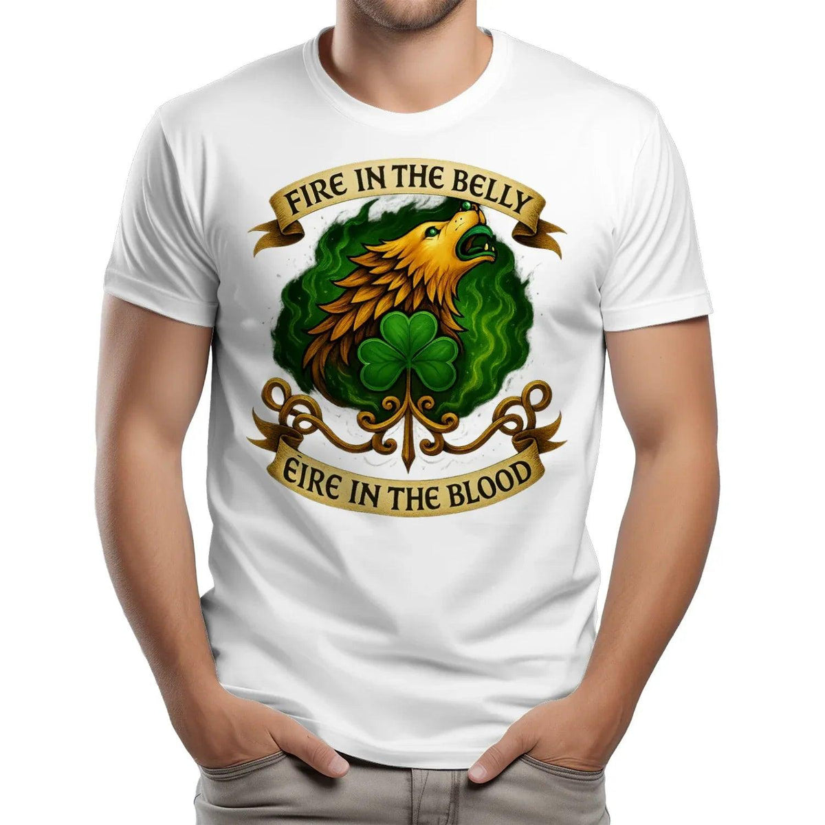 Irish T-Shirt - Fire in the Belly Éire Unisex Streetwear - Celtic Wolfwear