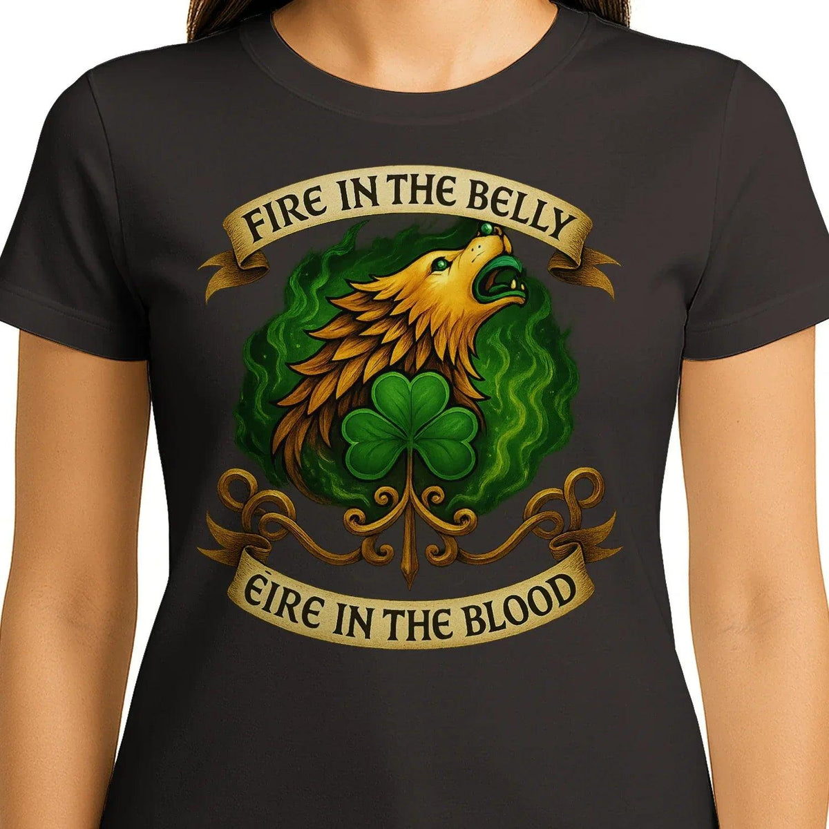 Irish T-Shirt - Fire in the Belly Éire Unisex Streetwear - Celtic Wolfwear