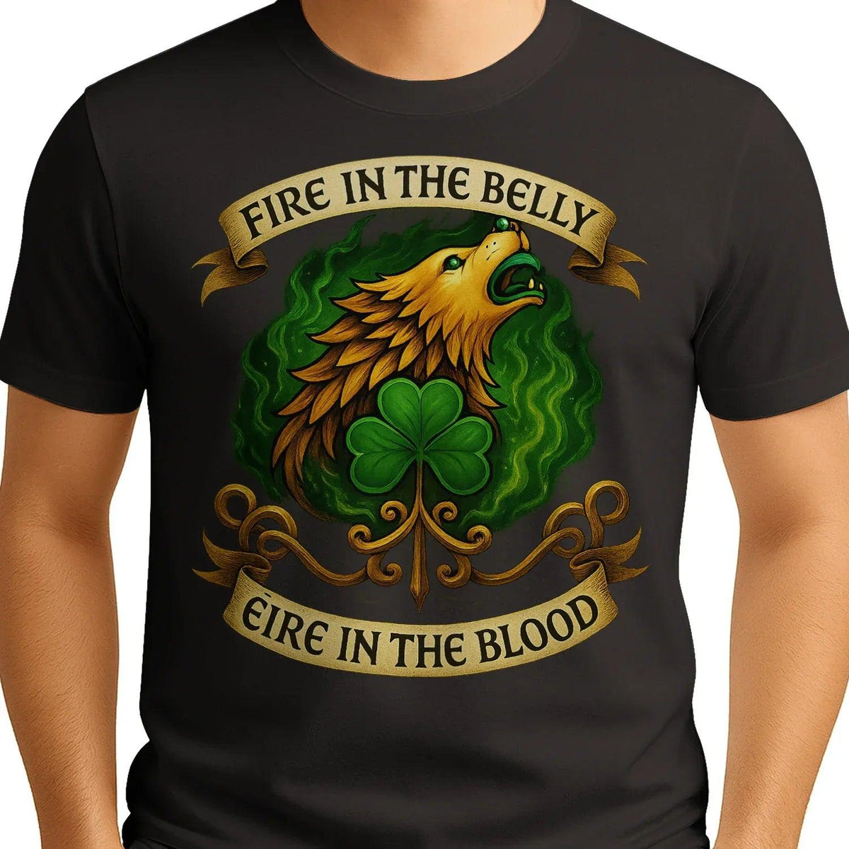 Irish T-Shirt - Fire in the Belly Éire Unisex Streetwear - Celtic Wolfwear