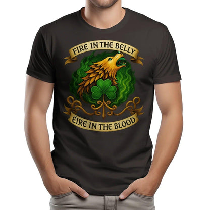 Irish T-Shirt - Fire in the Belly Éire Unisex Streetwear - Celtic Wolfwear