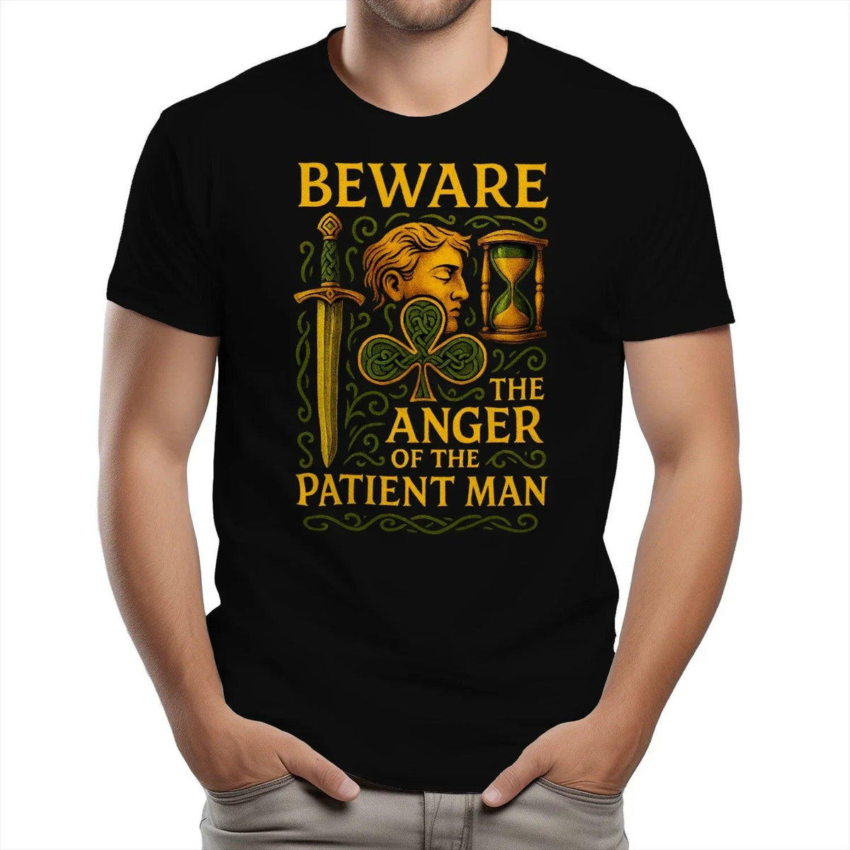 Irish T-Shirt - Heritage Black Tee, Heritage Streetwear - Celtic Wolfwear