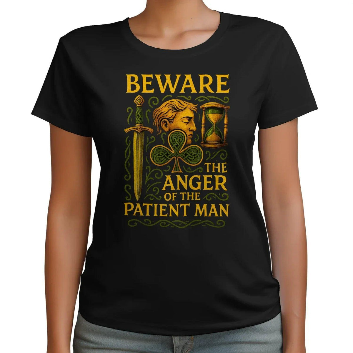 Irish T-Shirt - Heritage Black Tee, Heritage Streetwear - Celtic Wolfwear