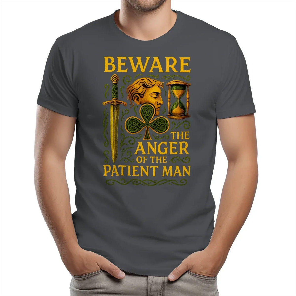 Irish T-Shirt - Heritage Black Tee, Heritage Streetwear - Celtic Wolfwear