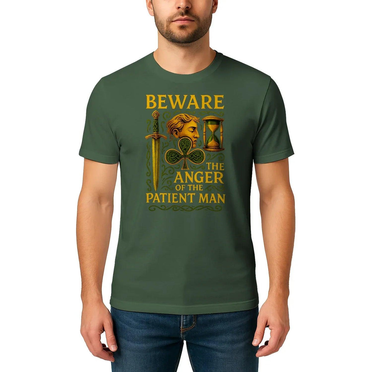 Irish T-Shirt - Heritage Black Tee, Heritage Streetwear - Celtic Wolfwear