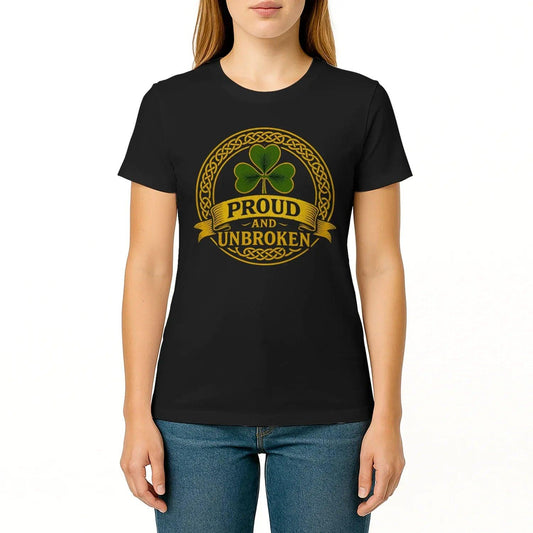 Irish T-Shirt - Heritage Crew Shamrock Emblem Print Unisex - Celtic Wolfwear