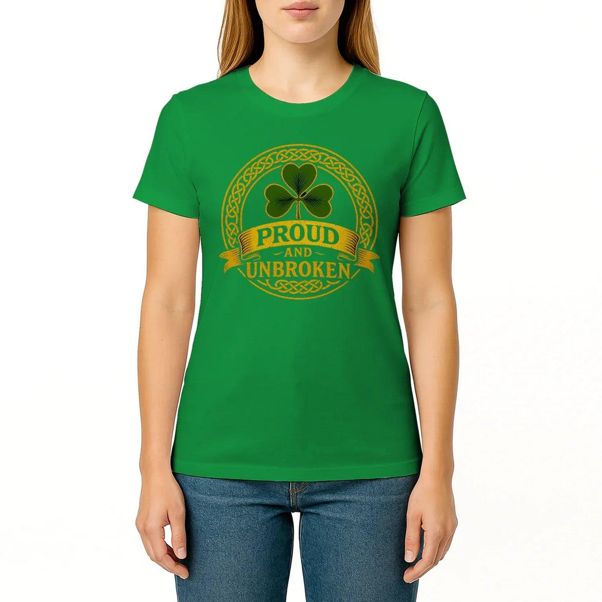 Irish T-Shirt - Heritage Crew Shamrock Emblem Print Unisex - Celtic Wolfwear