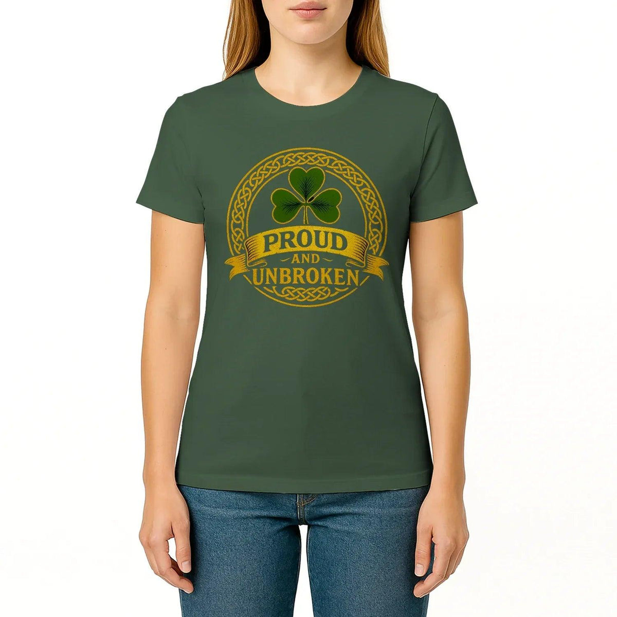Irish T-Shirt - Heritage Crew Shamrock Emblem Print Unisex - Celtic Wolfwear