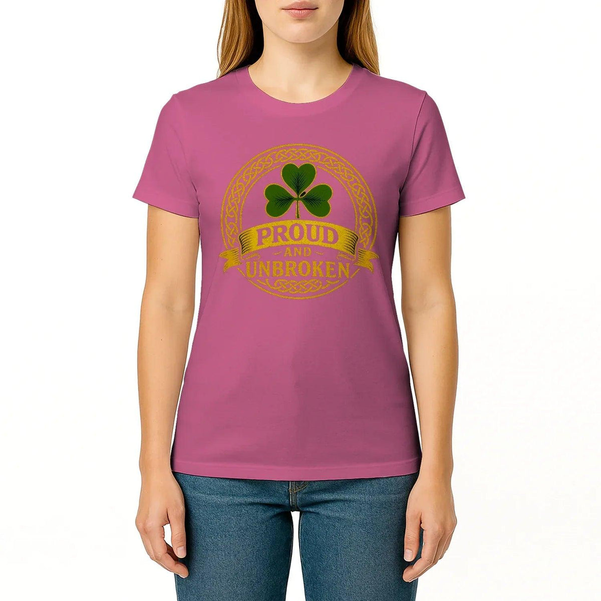 Irish T-Shirt - Heritage Crew Shamrock Emblem Print Unisex - Celtic Wolfwear