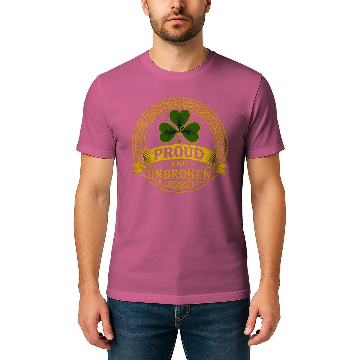 Irish T-Shirt - Heritage Crew Shamrock Emblem Print Unisex - Celtic Wolfwear