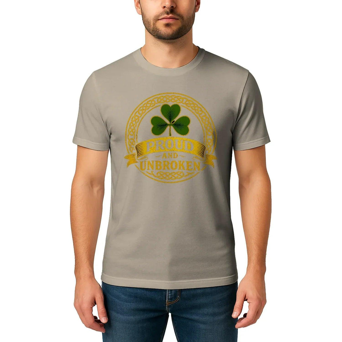 Irish T-Shirt - Heritage Crew Shamrock Emblem Print Unisex - Celtic Wolfwear