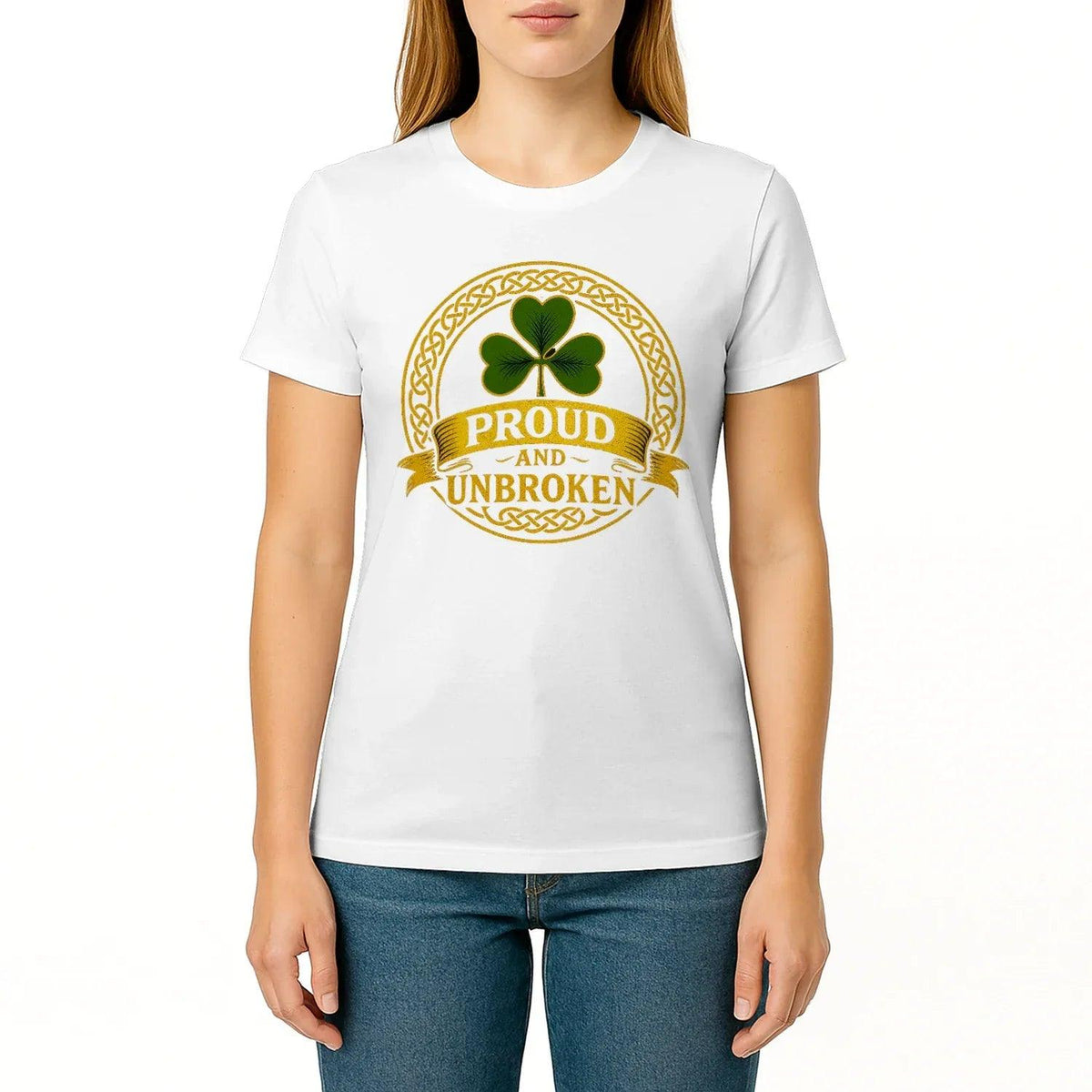 Irish T-Shirt - Heritage Crew Shamrock Emblem Print Unisex - Celtic Wolfwear
