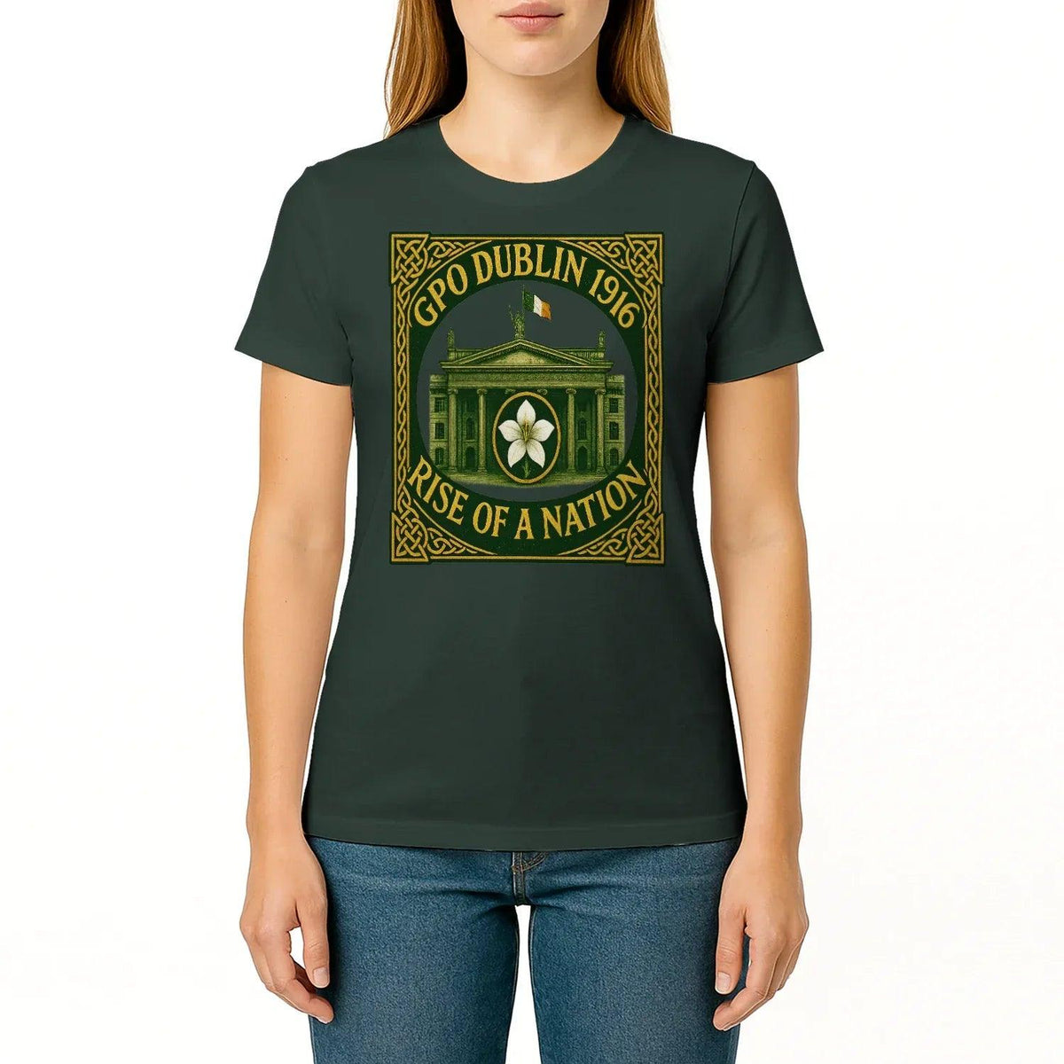 Irish T-Shirt - Heritage GPO Dublin 1916 Tee Green Unisex - Celtic Wolfwear