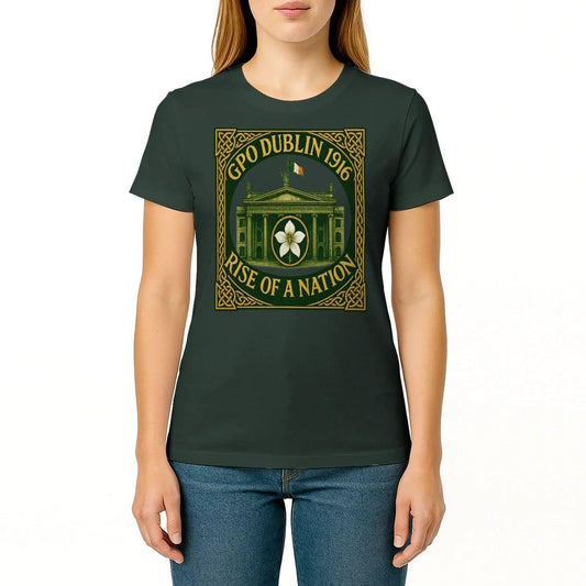 Irish T-Shirt - Heritage GPO Dublin 1916 Tee Green Unisex - Celtic Wolfwear