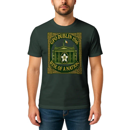 Irish T-Shirt - Heritage GPO Dublin 1916 Tee Green Unisex - Celtic Wolfwear