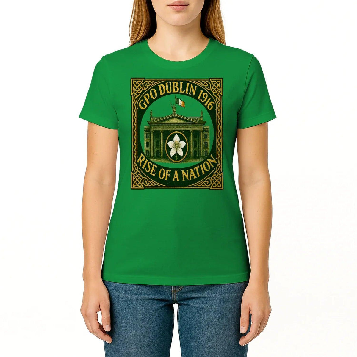 Irish T-Shirt - Heritage GPO Dublin 1916 Tee Green Unisex - Celtic Wolfwear