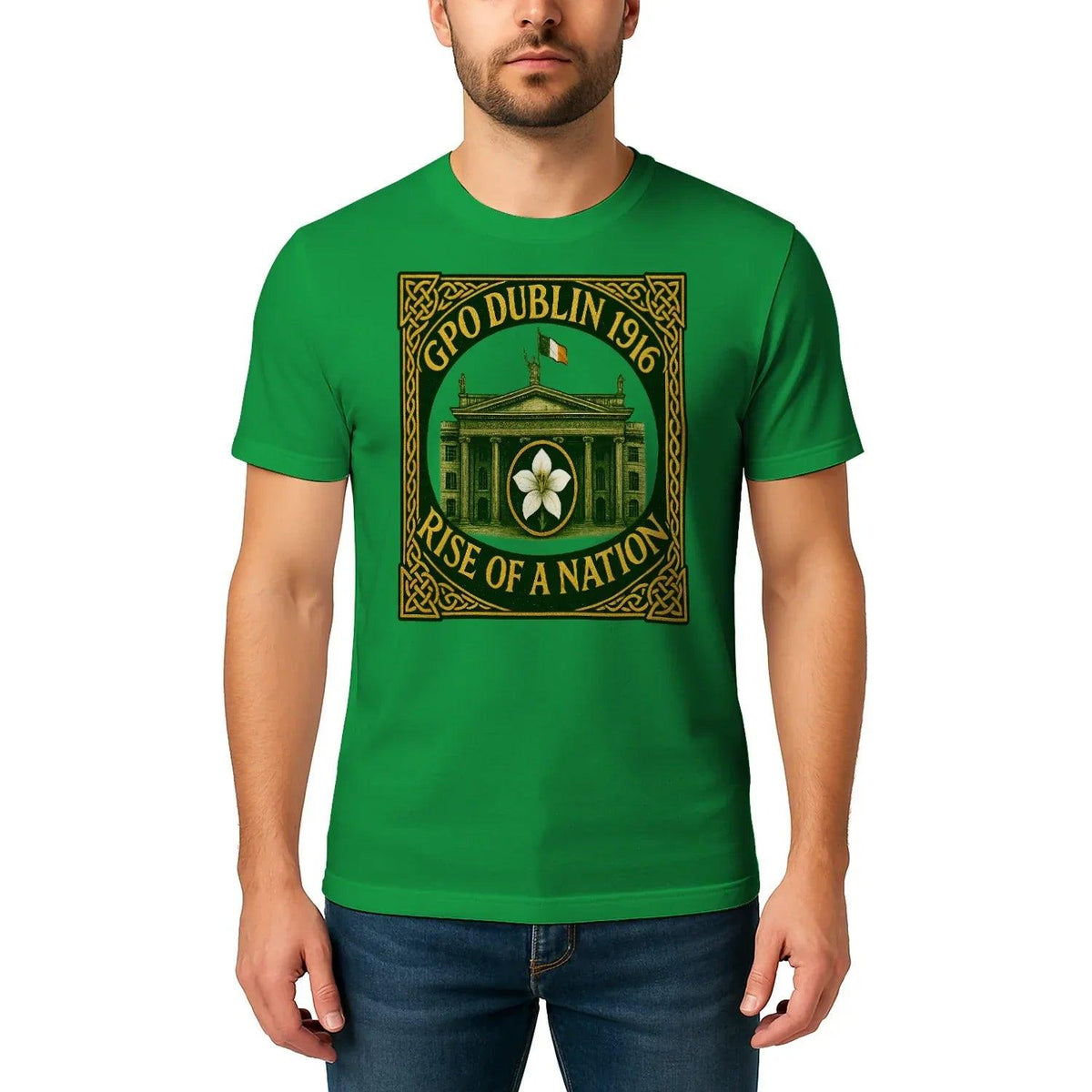 Irish T-Shirt - Heritage GPO Dublin 1916 Tee Green Unisex - Celtic Wolfwear