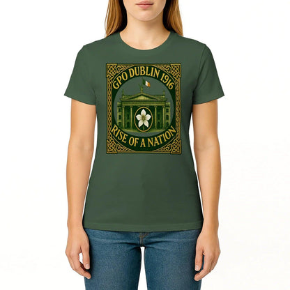 Irish T-Shirt - Heritage GPO Dublin 1916 Tee Green Unisex - Celtic Wolfwear