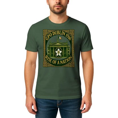 Irish T-Shirt - Heritage GPO Dublin 1916 Tee Green Unisex - Celtic Wolfwear
