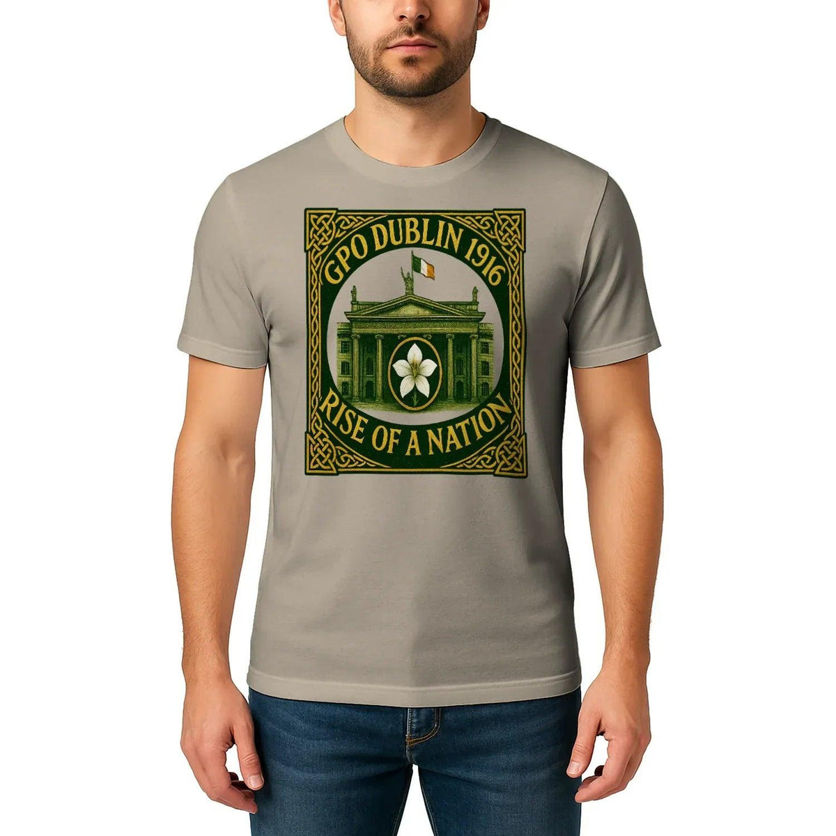 Irish T-Shirt - Heritage GPO Dublin 1916 Tee Green Unisex - Celtic Wolfwear