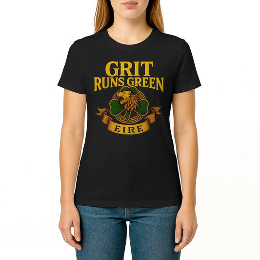 Irish T-Shirt - Heritage Grit Runs Green Tee Iconic Unisex - Celtic Wolfwear