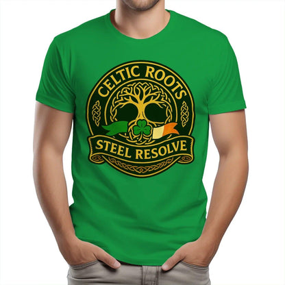 Irish T-Shirt - Heritage Roots Steel Resolve, Unisex - Celtic Wolfwear