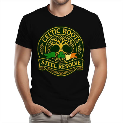 Irish T-Shirt - Heritage Roots Steel Resolve, Unisex - Celtic Wolfwear