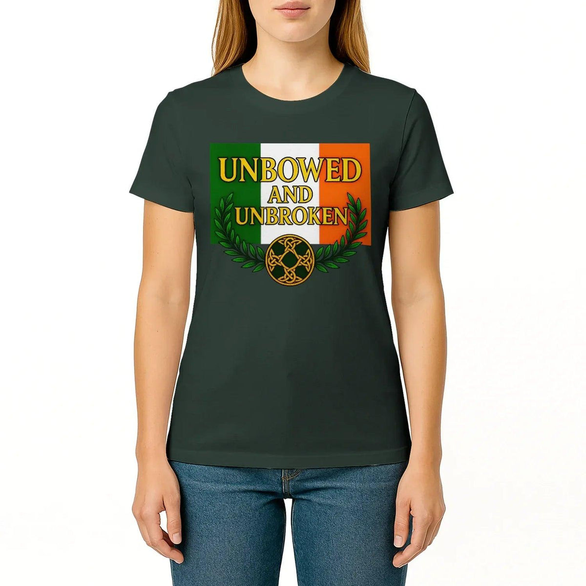 Irish T-Shirt - Heritage Unbowed and Unbroken Crew Tee - Celtic Wolfwear