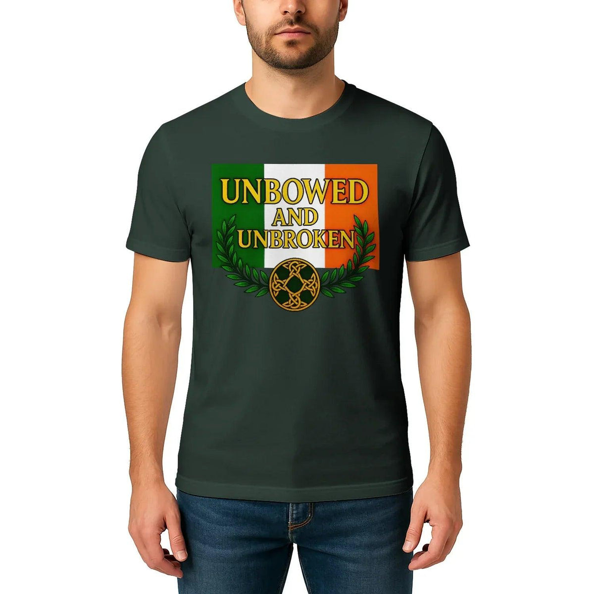 Irish T-Shirt - Heritage Unbowed and Unbroken Crew Tee - Celtic Wolfwear