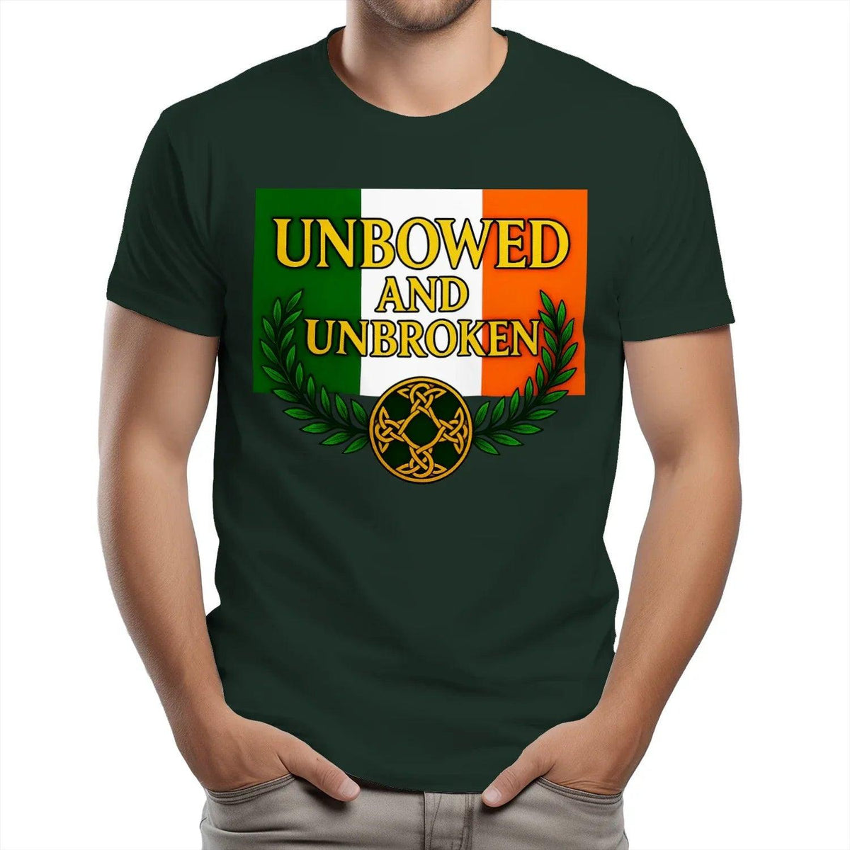 Irish T-Shirt - Heritage Unbowed and Unbroken Crew Tee - Celtic Wolfwear