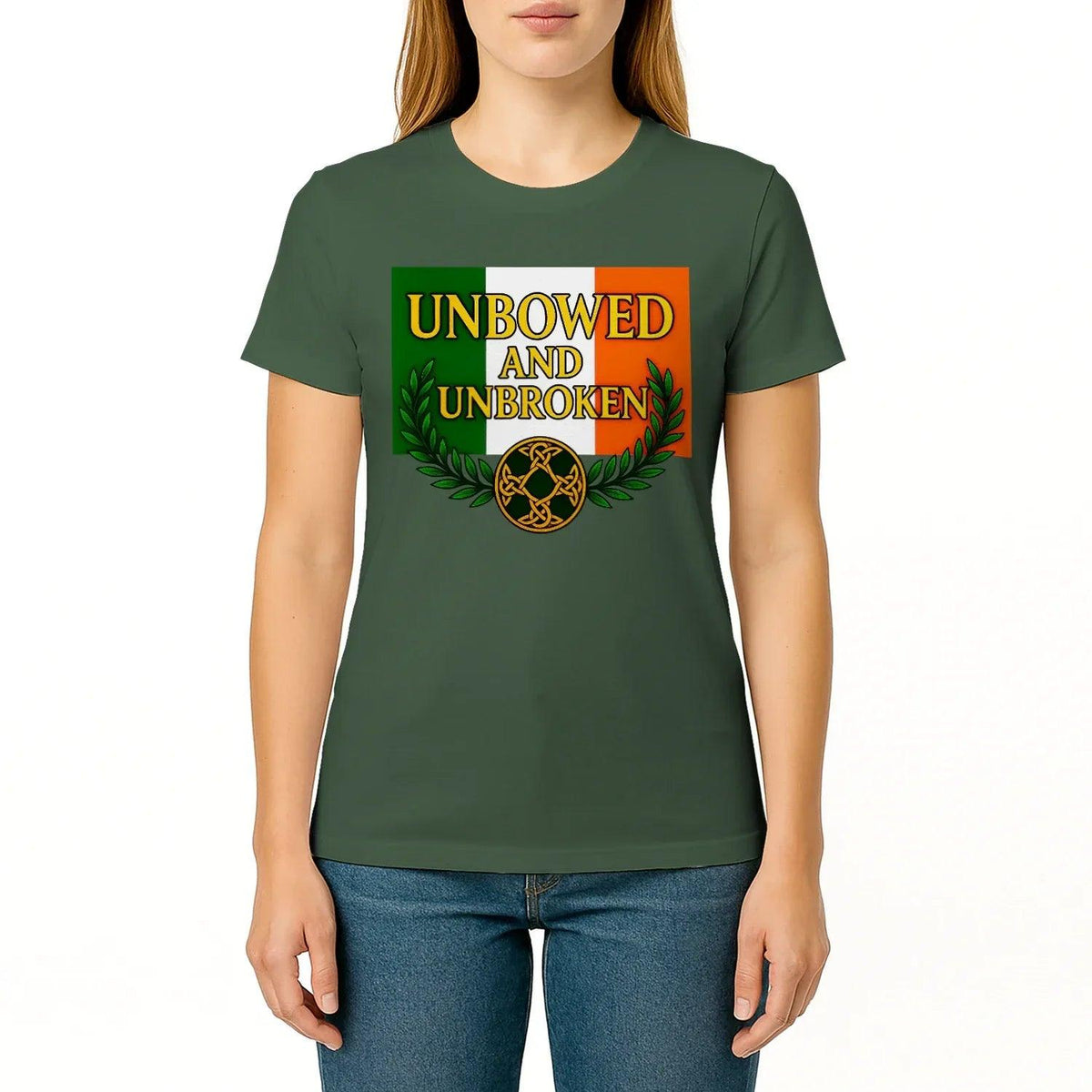 Irish T-Shirt - Heritage Unbowed and Unbroken Crew Tee - Celtic Wolfwear