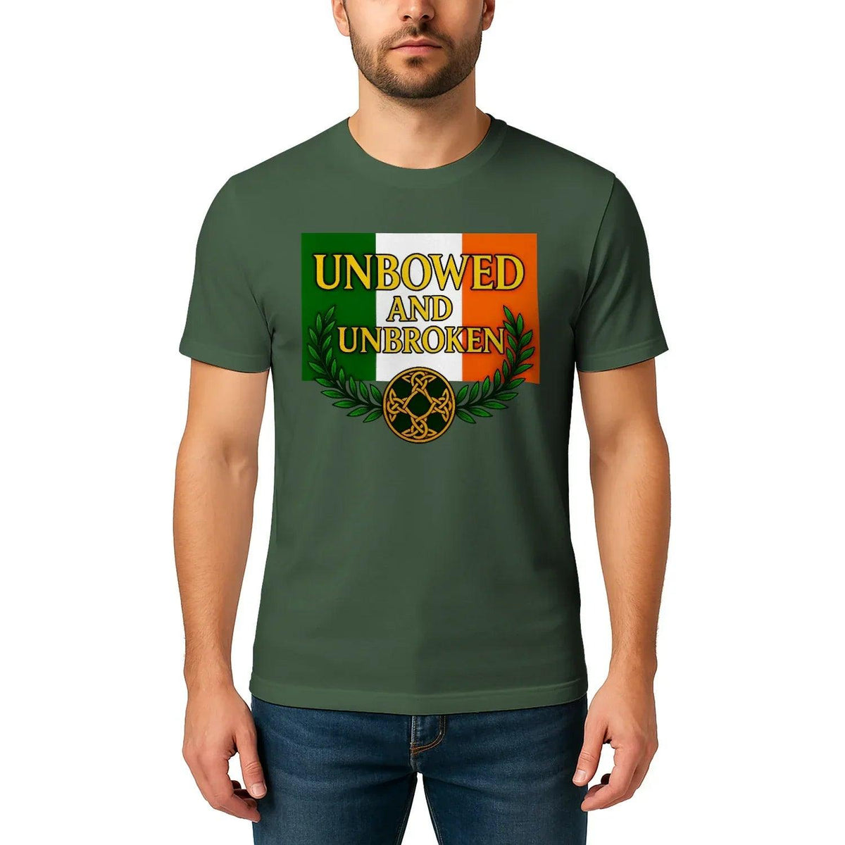 Irish T-Shirt - Heritage Unbowed and Unbroken Crew Tee - Celtic Wolfwear