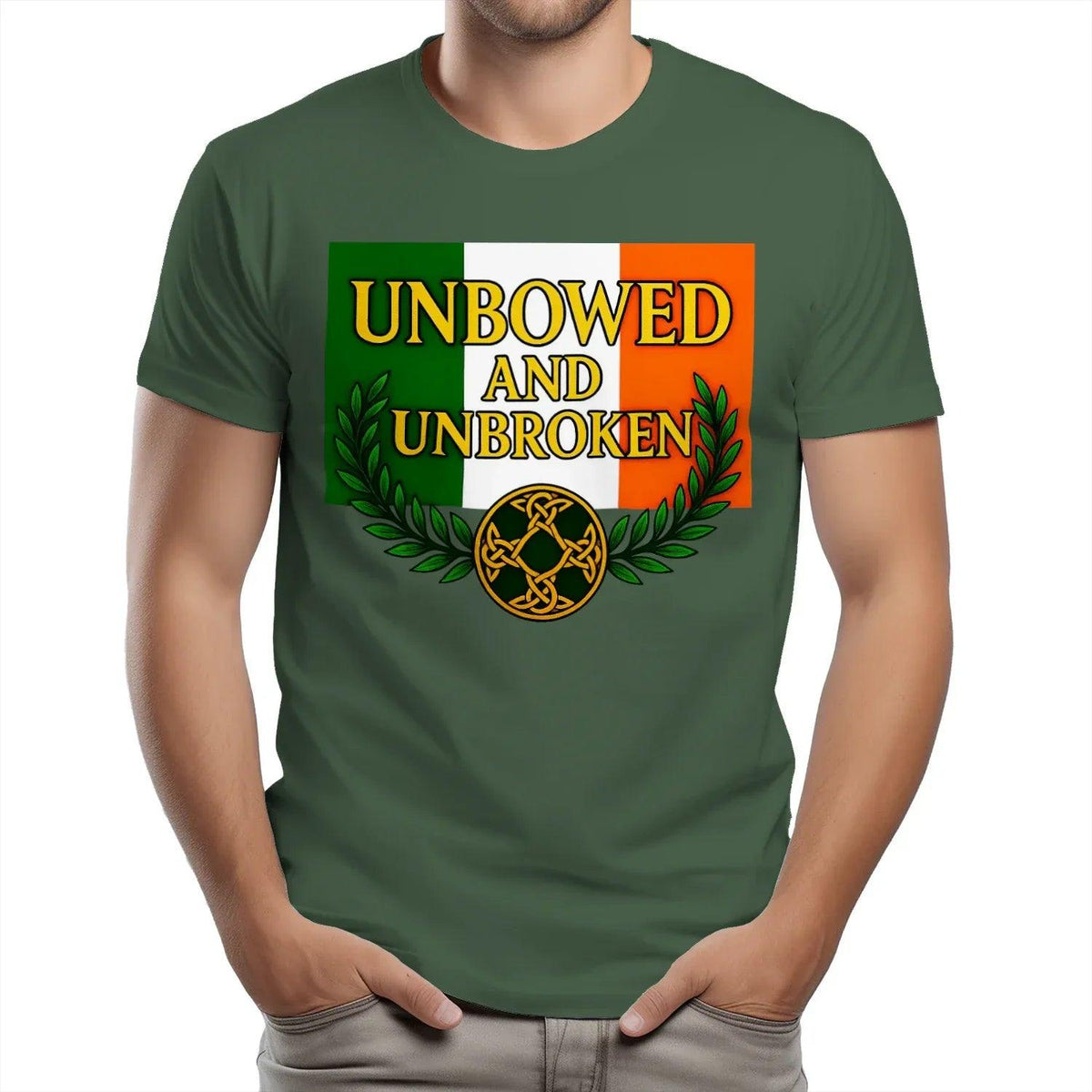 Irish T-Shirt - Heritage Unbowed and Unbroken Crew Tee - Celtic Wolfwear