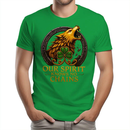 Irish T-Shirt - Our Spirit Knows No Chains Tee Wear Unisex - Celtic Wolfwear