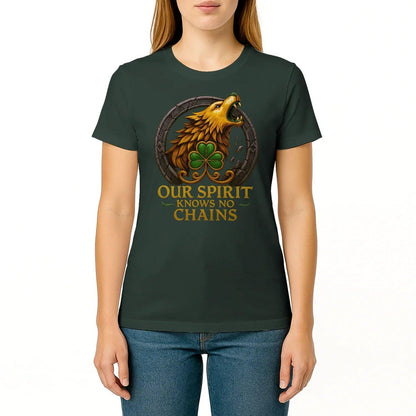 Irish T-Shirt - Our Spirit Knows No Chains Tee Wear Unisex - Celtic Wolfwear