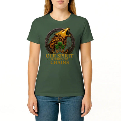 Irish T-Shirt - Our Spirit Knows No Chains Tee Wear Unisex - Celtic Wolfwear